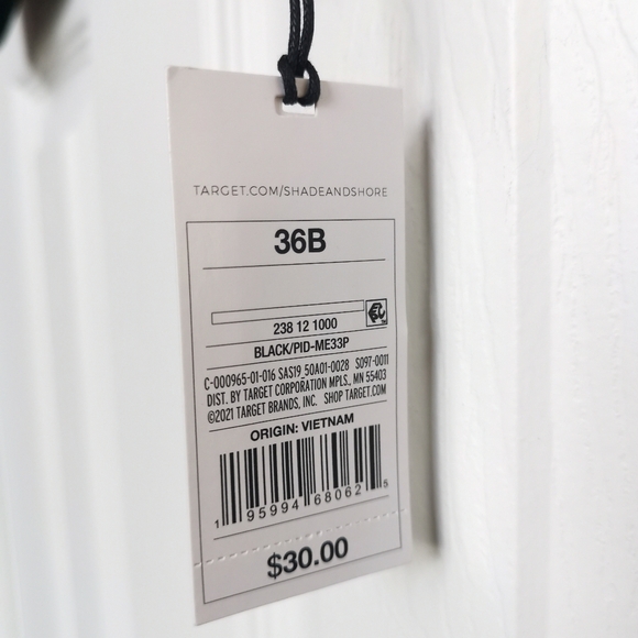 🌻2/$25🌻‎ Shade &  Shore Black Tropical Print Lightly Lined Bikini Top 36B - Picture 8 of 10